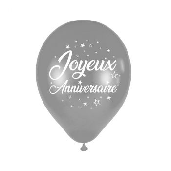 Ballon 20 ans Argent Anniversaire x6 en latex